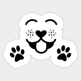 sweet Dog Face with Paws Cartoon Sticker